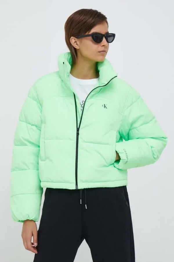 geaca de iarna oversize verde matlasata Calvin Klein